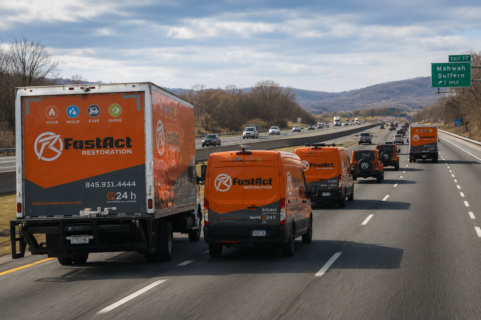 FastAct Restoration fleet on the highway