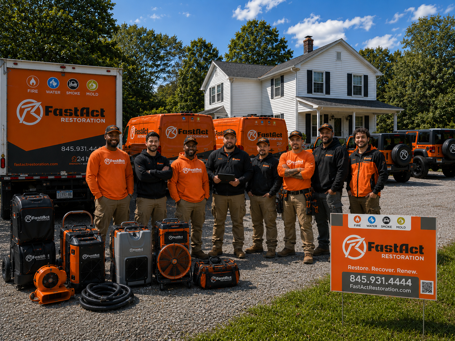 FastAct Restoration team with full fleet and equipment on-site